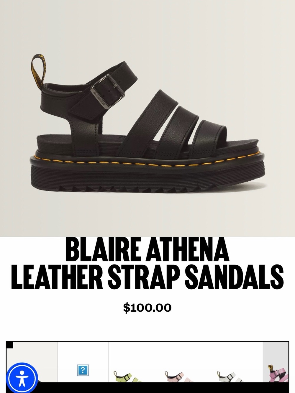 Dr. Martens Black Leather Platform Strap Sandals